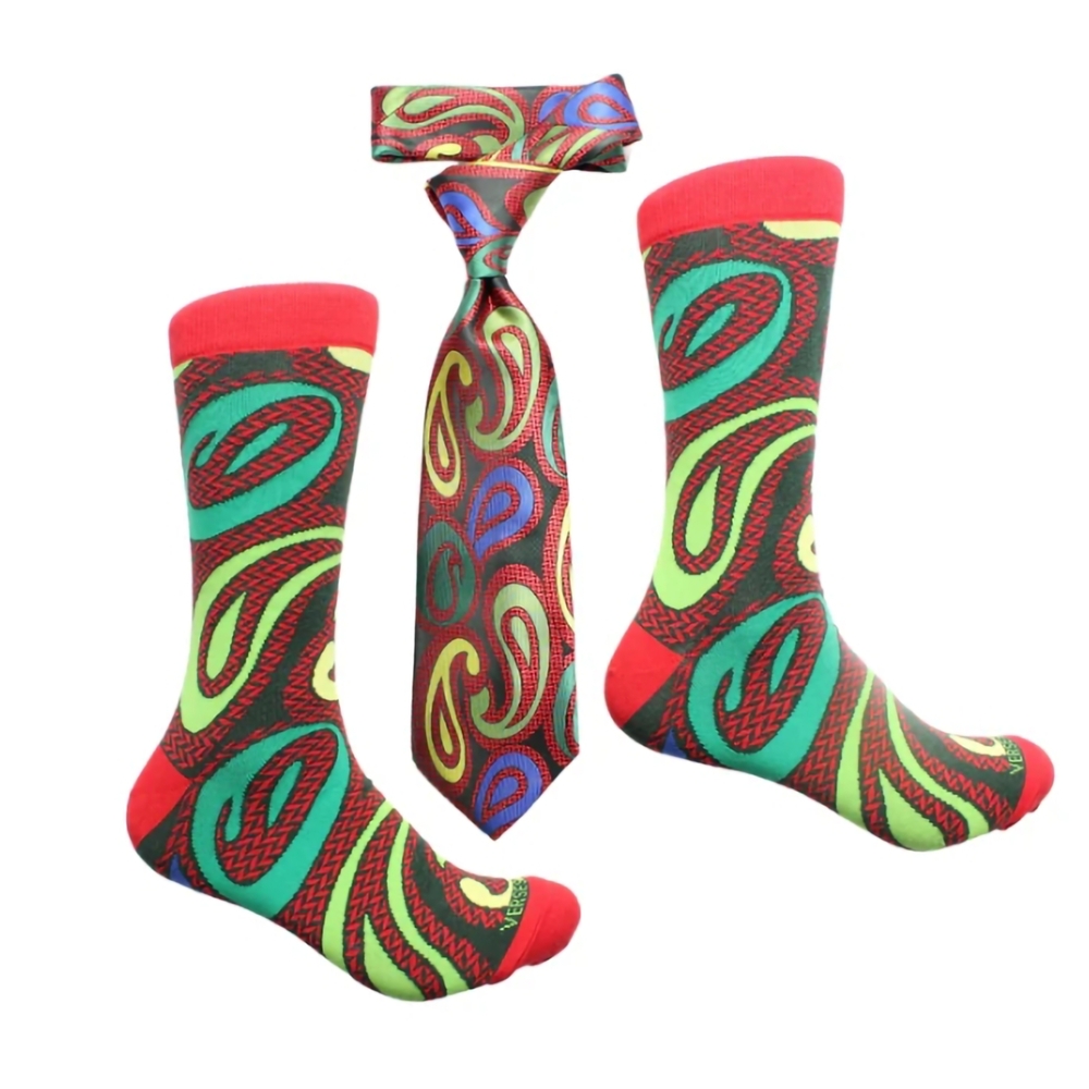 Red and Green Swirl Pattern Tie